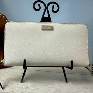 Kate Spade New York Cream Saffiano Leather Zip-Around Wallet